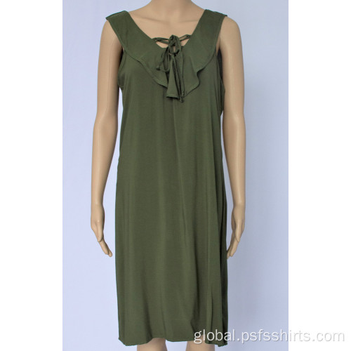 Summer Dress with Lotus Collar Women Casual Dress with Flounce Neck Factory